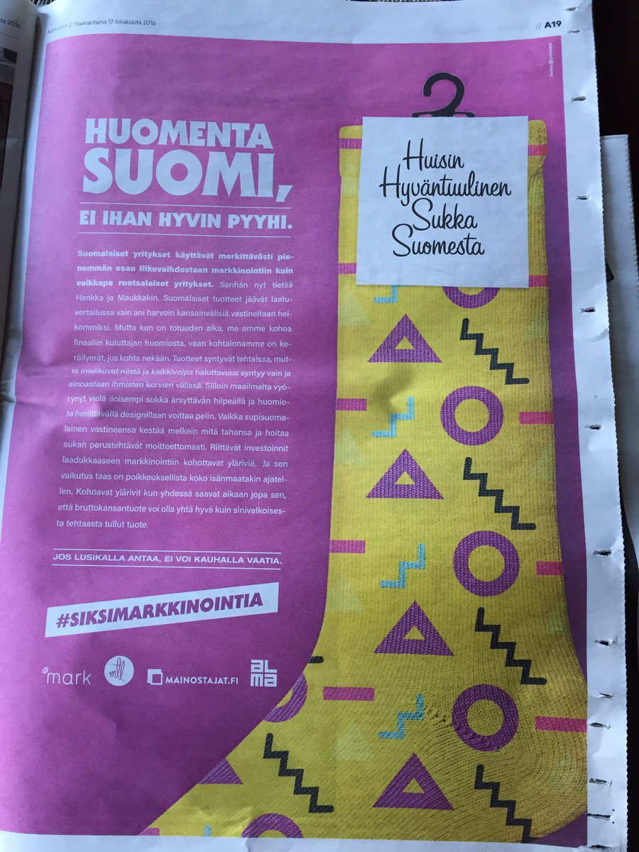 kaijaalila's tweet photo. Jaahas, aistin viittauksia #happysocks'iin ja #sidoste-sukkaan. #siksimarkkinointia https://t.co/Uun7WAmm8w