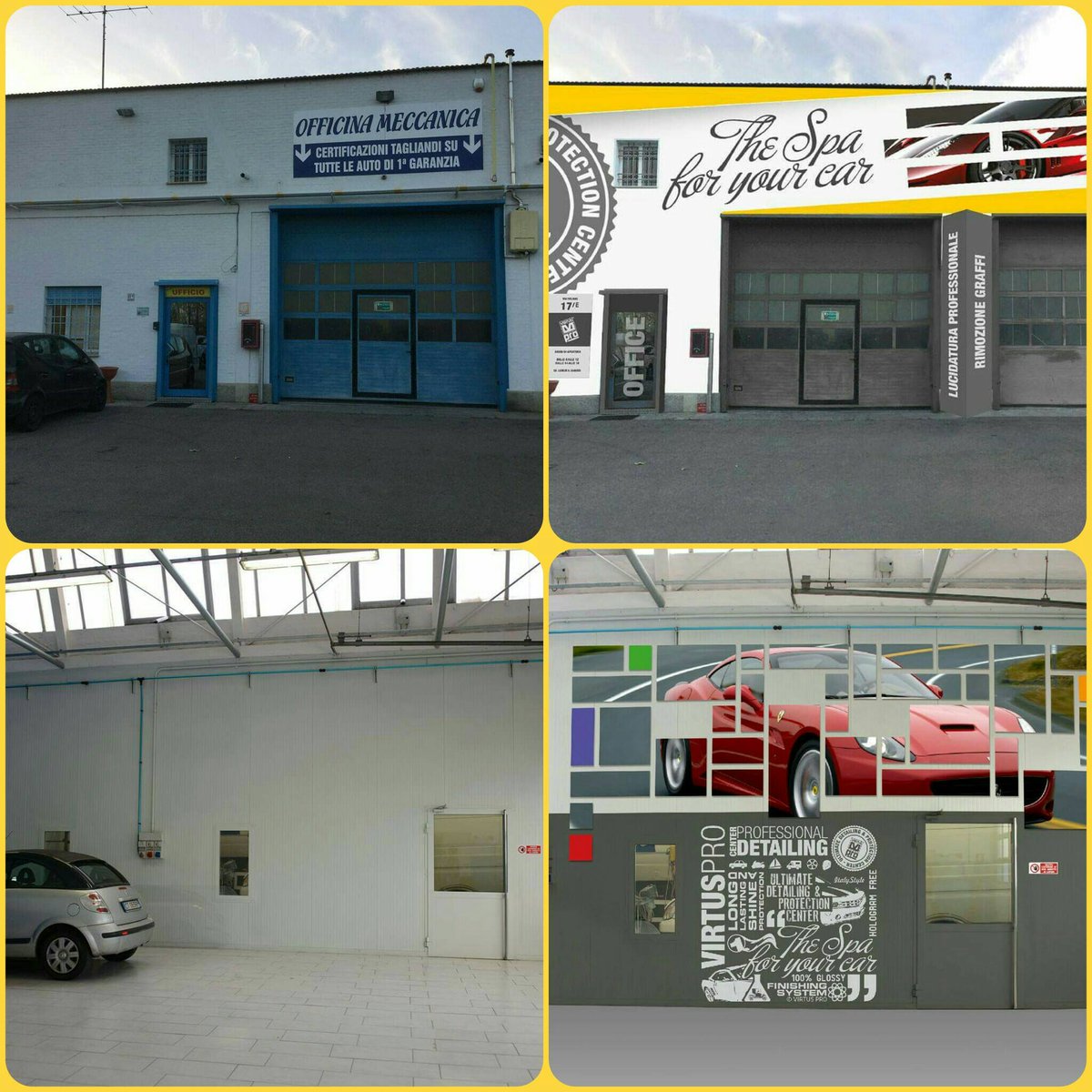Prima&amp;dopo esterni e area lavoro #Car detailing Marver
Nuovo #design anche per riconsegna #auto e #immagineaziendale inlumiacar.it/carrozzeria08-…