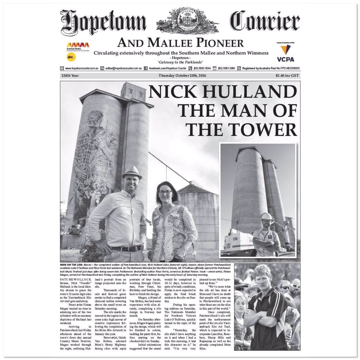 FleurFerris's tweet image. #NickHulland, the man on the #Patchewollock #SiloArt by #Artist #FintanMagee. #streetart #art