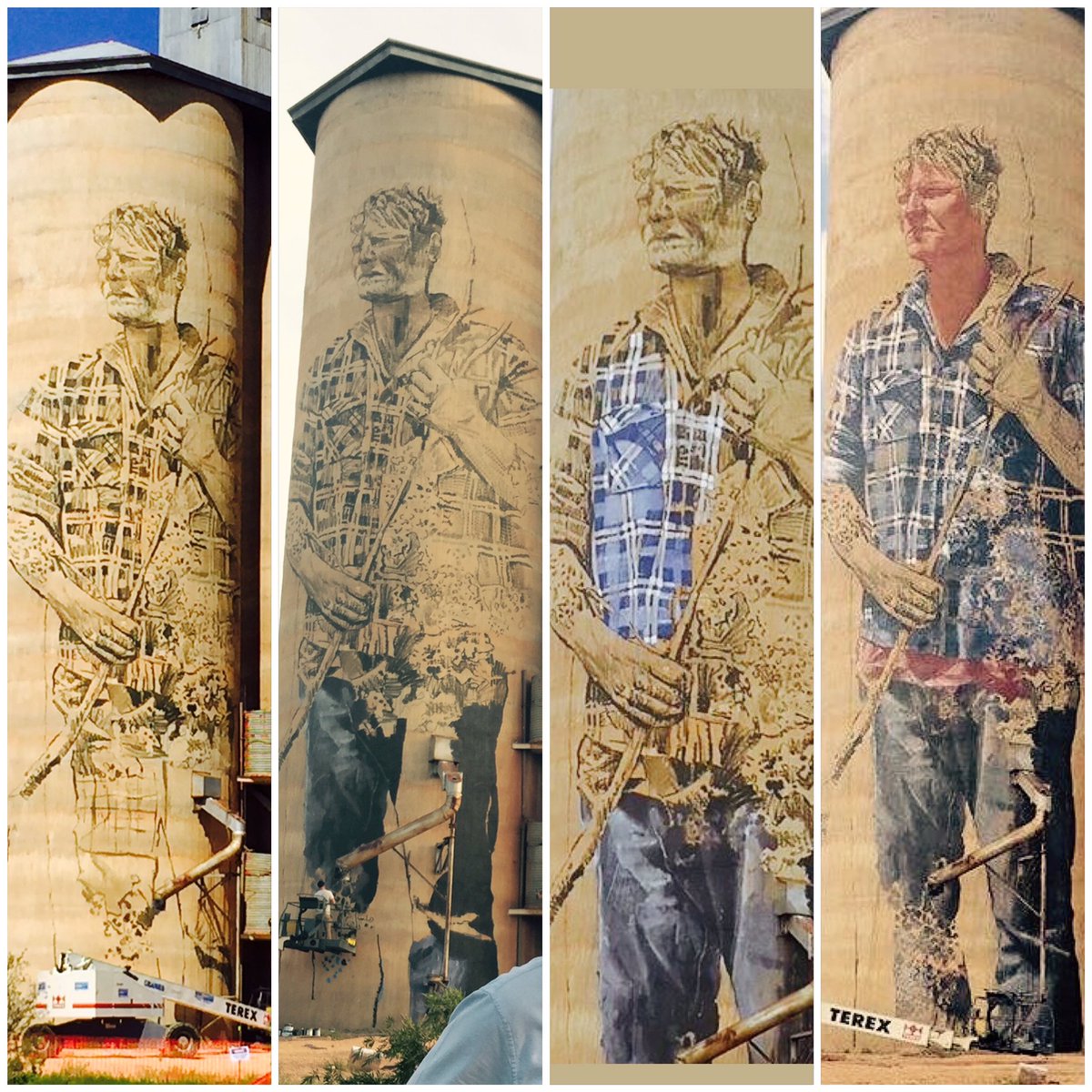 FleurFerris's tweet image. #NickHulland, the man on the #Patchewollock #SiloArt by #Artist #FintanMagee. #streetart #art