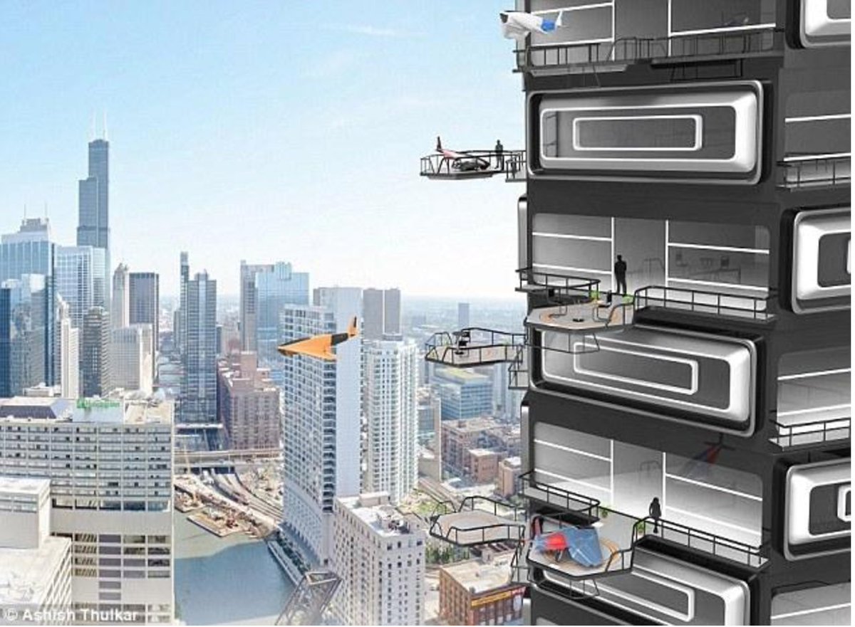 realmargaretta's tweet image. Buildings of the #future with mini landing strips on their balconies for #drone deliveries and personal aircraft #architecturetomorrow #tech