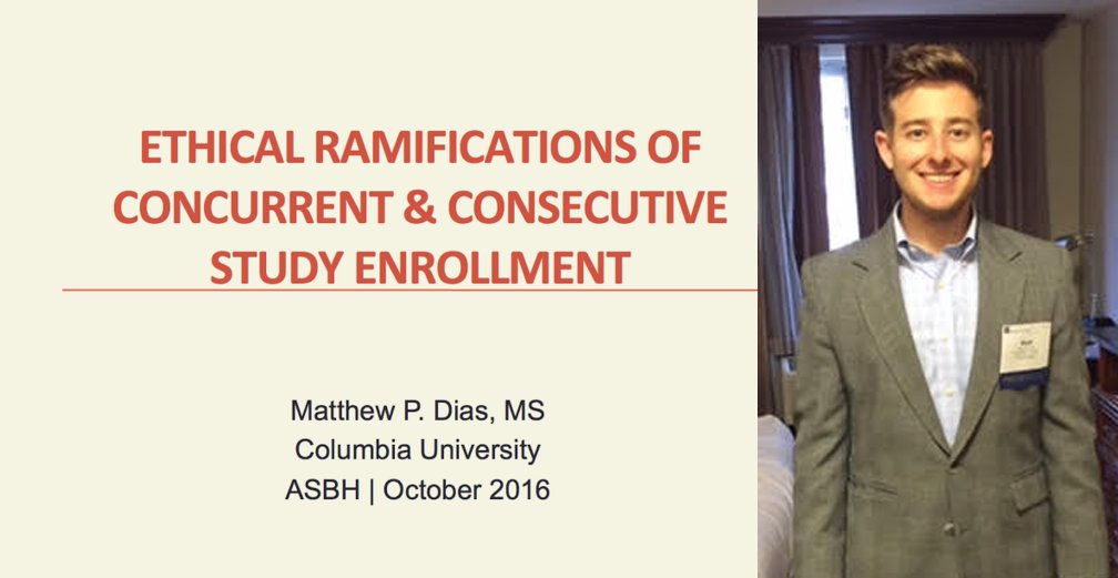 Columbia_SPS's tweet photo. .@CU_SPS_Bioethix presentations at #ASBH16 included @derekayeh on gun violence; Judy Illes on neuroscience, @matt_dias on study enrollment. https://t.co/FMTRj8EmNy