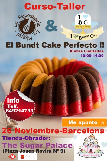 A finales de Noviembre estaremos en Barcelona impartiendo curso de Bundts junto a <a href="/repostmiguel/">LaReposteriademiguel</a> tiendareposteriademiguel.com/es/298577/curs…