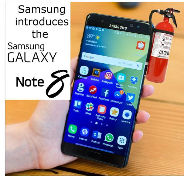 ajaxjoshi's tweet photo. Samsung introduces the Galaxy Note 8 with accessories #ROFL  #note7recall #Note7 #note7joke - Wanna buy the Note 8? https://t.co/xE1veN3GCu