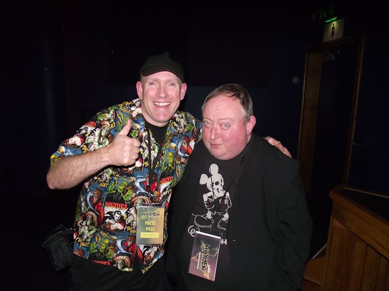 RealmofHorror's tweet photo. Hey @ellypriZeMaN, your shirt has been getting about again. Meeting Laurance Harvey (Human Centipede 2&amp;3) at @mayhem_festival #mayhem2016 https://t.co/lDHgoBkmNI