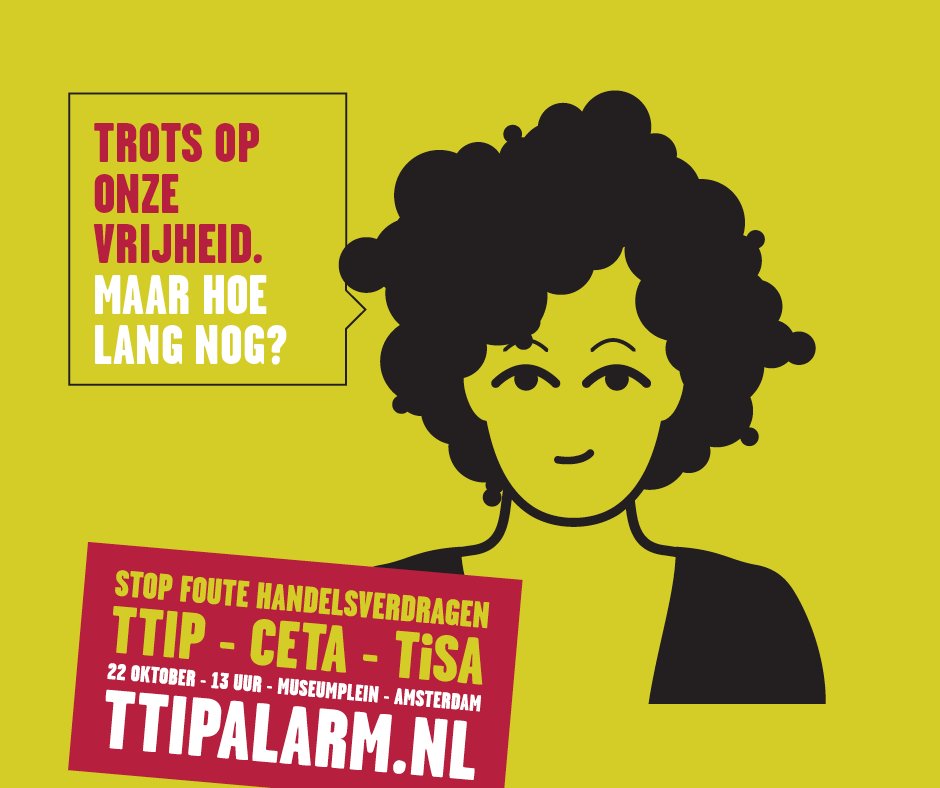 ttipalarm's tweet photo. Maak de #stopTTIPCETA demo deze zaterdag groot en doe mee met de thunderclap! Dat kan heel makkelijk via deze link: https://t.co/Fu0lba0SvB https://t.co/PnN0MfekPt