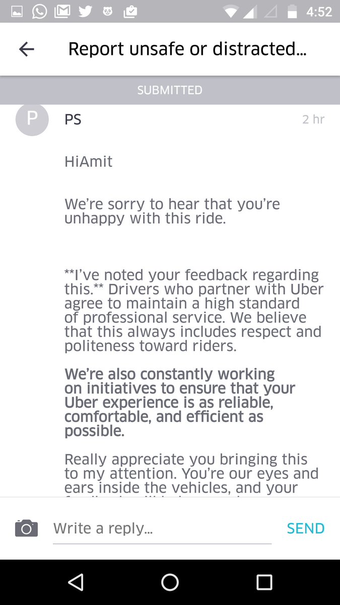 1m4m17's tweet photo. @Uber_Support this how you respond, follow up after 4 hour and not handling issue responsibly #BycotUber https://t.co/ZG7DbTkSyp