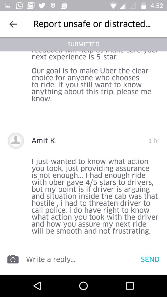 1m4m17's tweet photo. @Uber_Support this how you respond, follow up after 4 hour and not handling issue responsibly #BycotUber https://t.co/ZG7DbTkSyp
