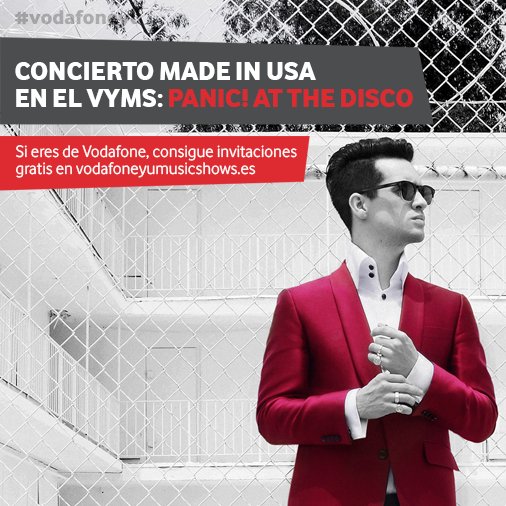 vodafoneyu's tweet photo. ¡@PanicAtTheDisco aterriza en Barcelona el 2/11 en un VYMS épico! Si eres de Vodafone pilla aquí tu entrada doble: https://t.co/rypWnQULLc https://t.co/jiFZdiMNrH