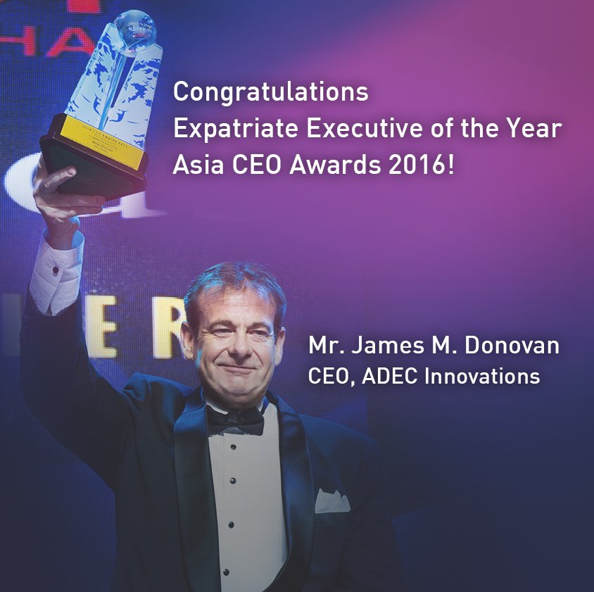 ADECInnovations's tweet photo. ADEC Innovations CEO Mr. James M. Donovan’s sustainability contributions include the ZDHC program and his support of #UNSDGs.
#AsiaCEOAwards https://t.co/4IZjtEajob