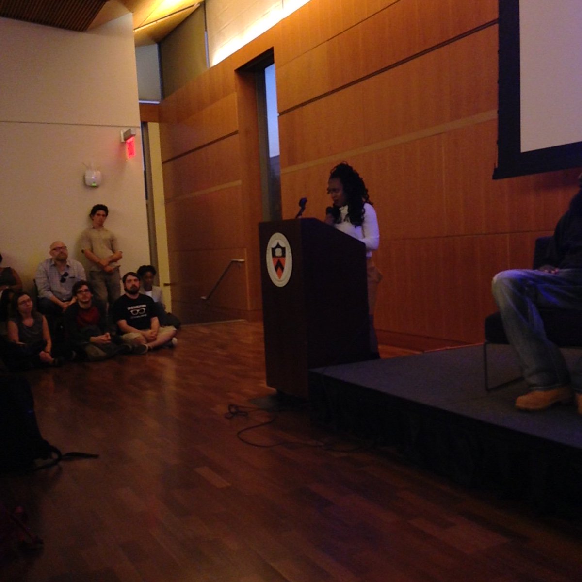 KYRNJ's tweet image. Packed House #PrincetonU 4 discussion w/ @MB_ChosenFather, @KeeangaYamahtta &amp;amp; @ShaunKing on #blacklivesmatter . Moderator Destiny Crockett.