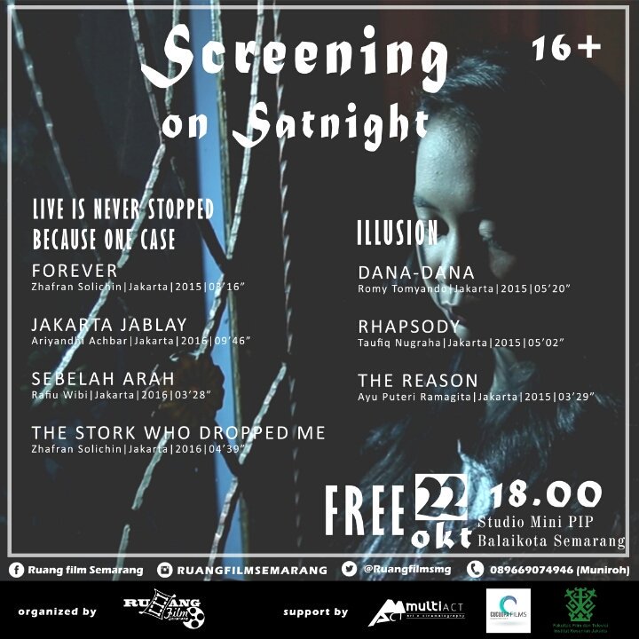 Minggu ini! Film pendek kreasi anak IKJ
GRATIS!
Sabtu, 22 Oktober 2016
18.00 WIB
Studio Mini PIP Balaikota Semarang