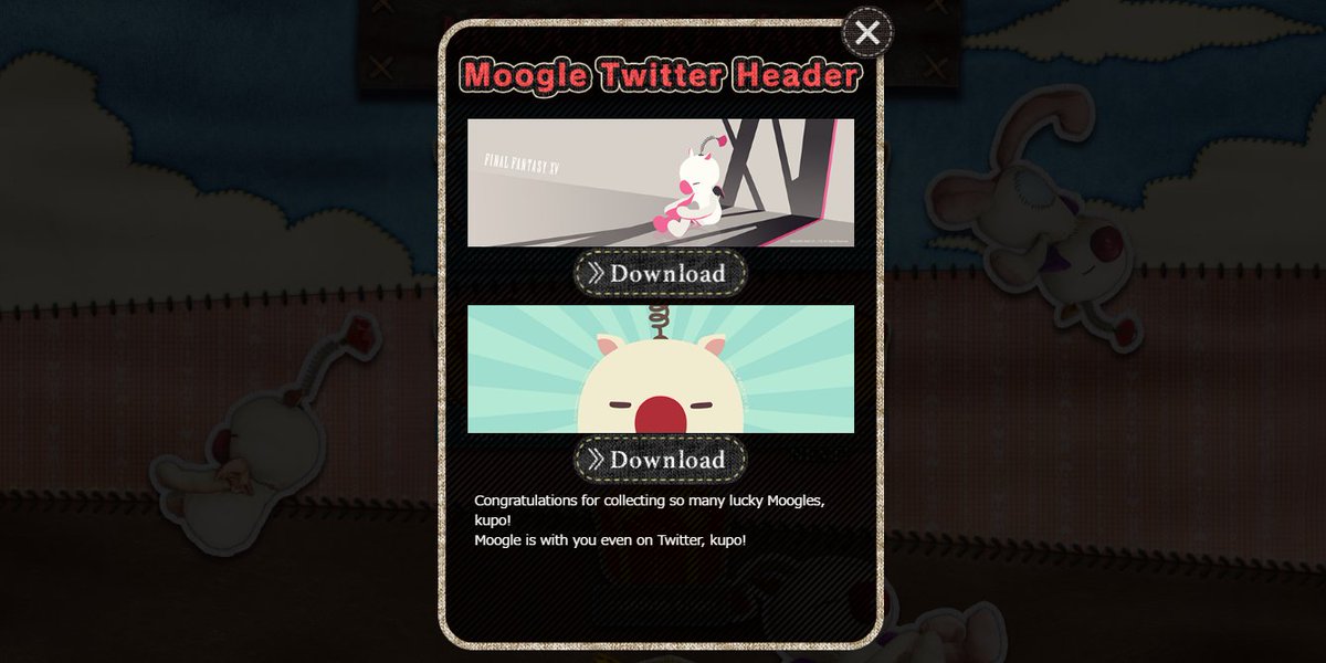 FFXVEN's tweet photo. Well done everyone for unlocking the fifth Moogle reward! Kupo-ify your Twitter page with these Moogle headers! ⬇️

https://t.co/Qd8oHaOiMt https://t.co/0qqLE5OFmu
