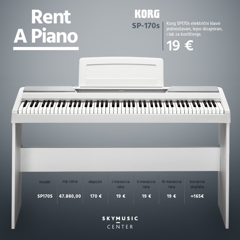 Korg SP-170 S električni klavir, jednostavan, lepo dizajniran i lak za korišćenje, možete iznajmiti za samo 19€ mesečno!!! #SkyMusicCentar