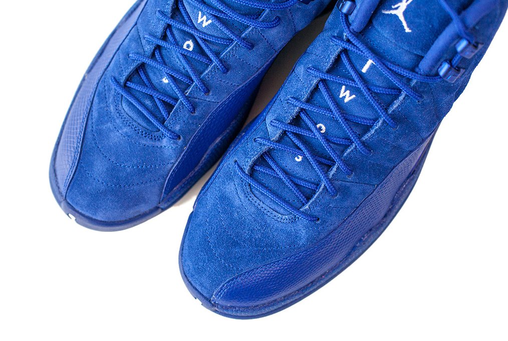 ComplexBets's tweet photo. Take a closer look at the upcoming blue suede Air Jordan 12: https://t.co/KiCKFSjJy6 https://t.co/BlHd05BTYr
