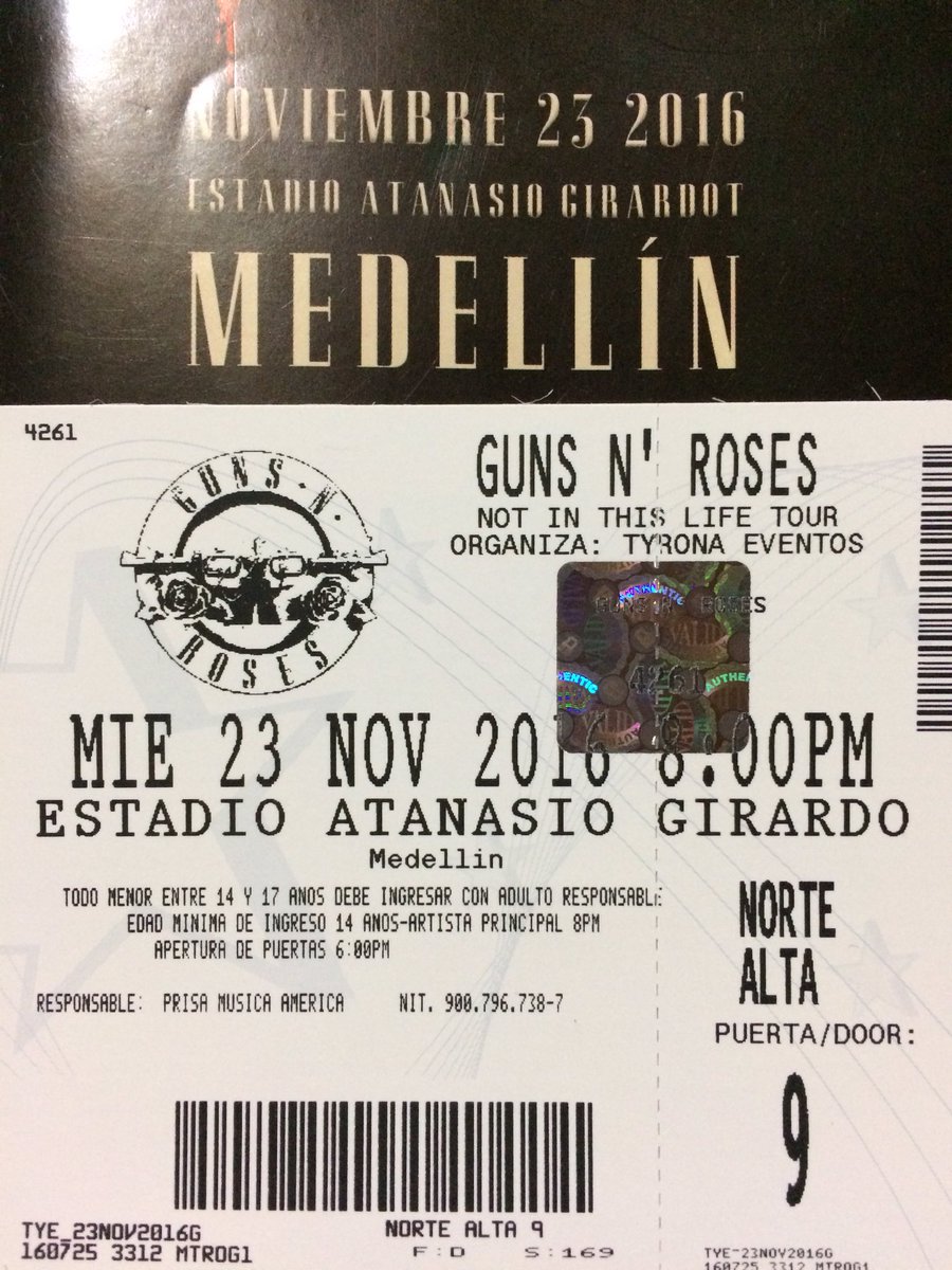 Junz10's tweet photo. @Radioacktiva_ Vendo boleta para Guns N' Roses, localidad norte. #notinthislifetour https://t.co/iGYcq9mda9