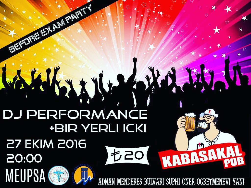 Herkesin sabırsızlıkla beklediği Before Exam Party i Meupsa iftiharla sunar!👏👏
Biletlerinizi hemen alın geç kalmayın 😊