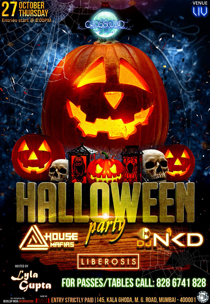 CrosswindFest's tweet photo. #CrosswindHalloweenNight features @House_mafias #Liberosis #DJNKD alongside Host, #LylaGupta. Passes on 8286741828. https://t.co/Hz6JsFcUI5