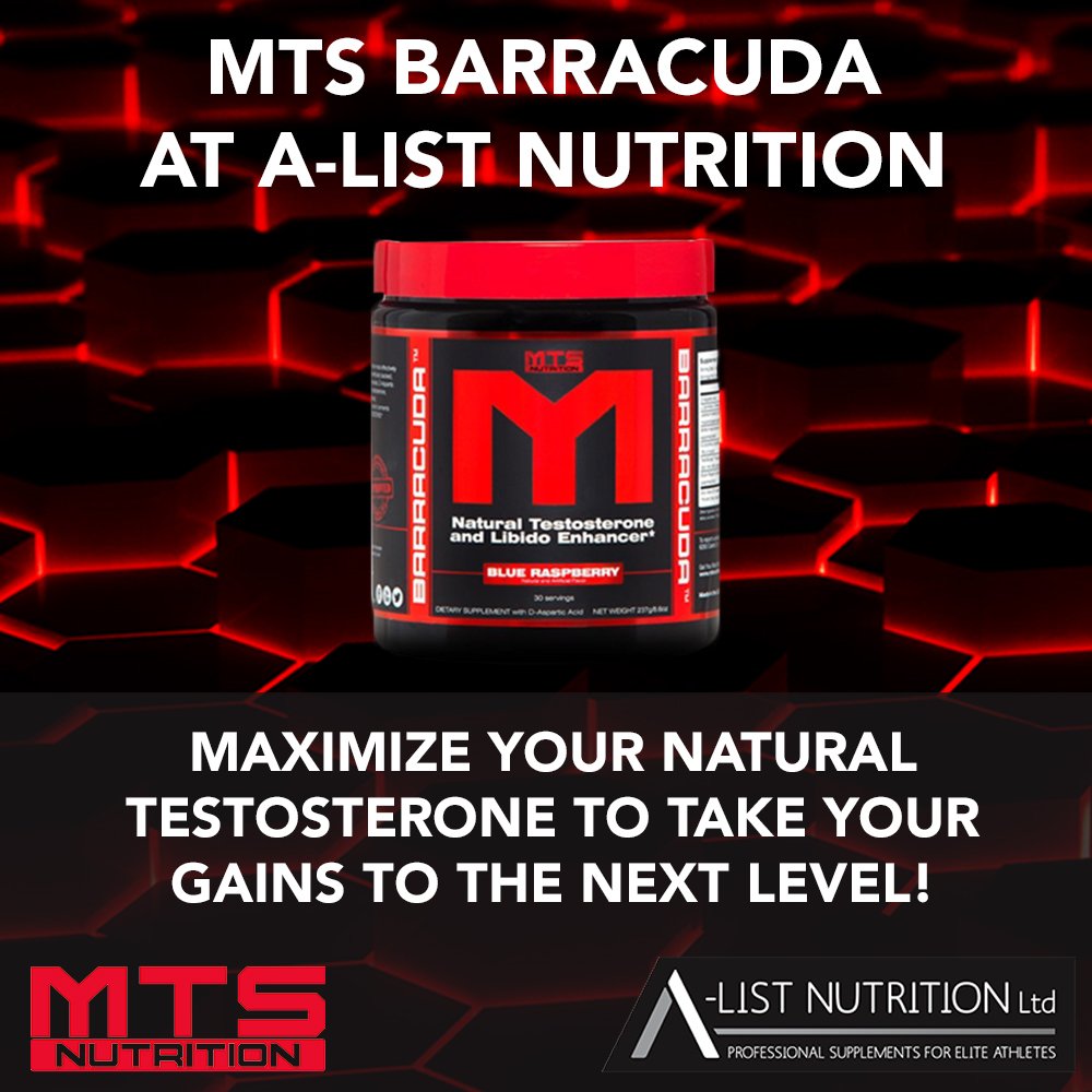 Alistnutrition's tweet photo. @MTSNutrition BARRACUDA now in stock! Natural Testosterone &amp; Libido Enhancer is the most effectively dosed Natural Testosterone Booster https://t.co/ejMUcJoXbX