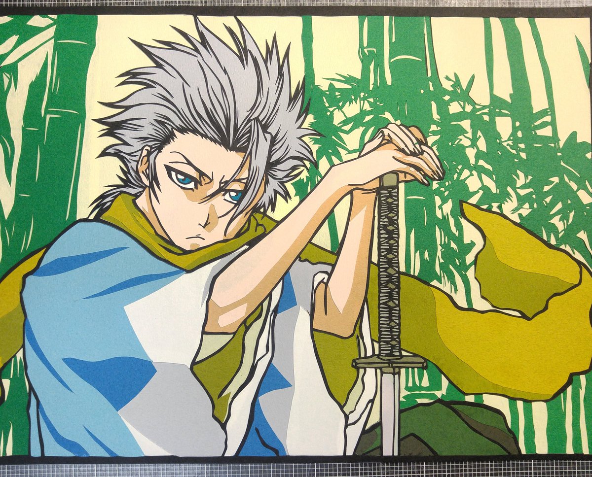 今回のカラー切り絵は、ブリーチより日番谷冬獅郎です😌 衣装は、新撰