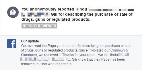 AnonOpsIN's tweet photo. we reported a facebook page for describing the purchase or sale of drugs, guns or regulated products and got it removed  #Anonymous #opHDL https://t.co/7nYUHPMHq2