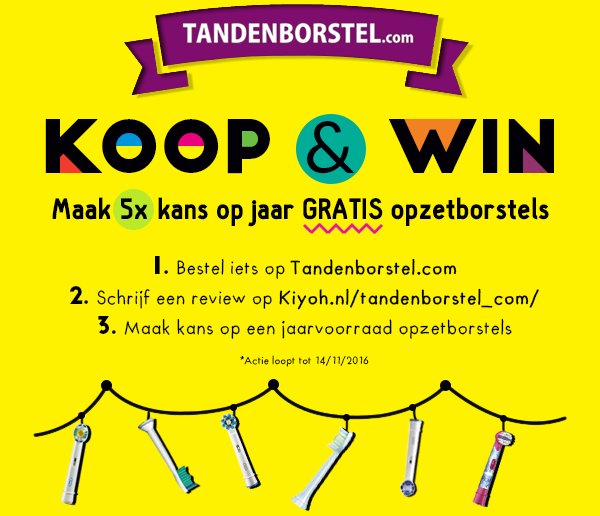 Maak kans op 5x een jaarvoorraad opzetborstels! Doe mee en WIN: tandenborstel.com Actie loopt tot 14/11 #winnen #actie