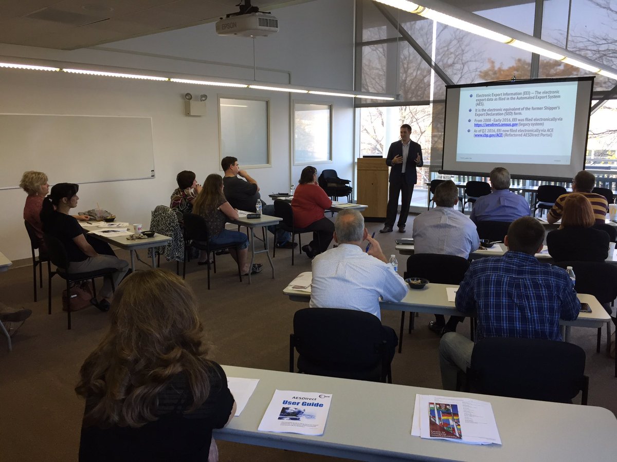 sedacogexport's tweet photo. Adam Mook from @LogisticsPlus kicks off our EEI Filing - Automated Commercial Environment (ACE) seminar in State College this morning! https://t.co/qmczfvAsVA