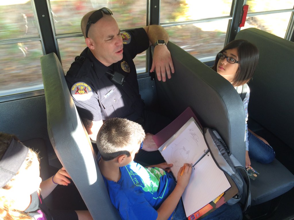 PeteBannan's tweet image. Operation #SafeStop today. @WestWhitelandPD office McCloskey riding the bus. #Stopforschoolbus