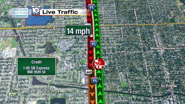 Crash on I-95 SB Express at NW 95th St #traffic https://t.co/yvc48kS3Pt