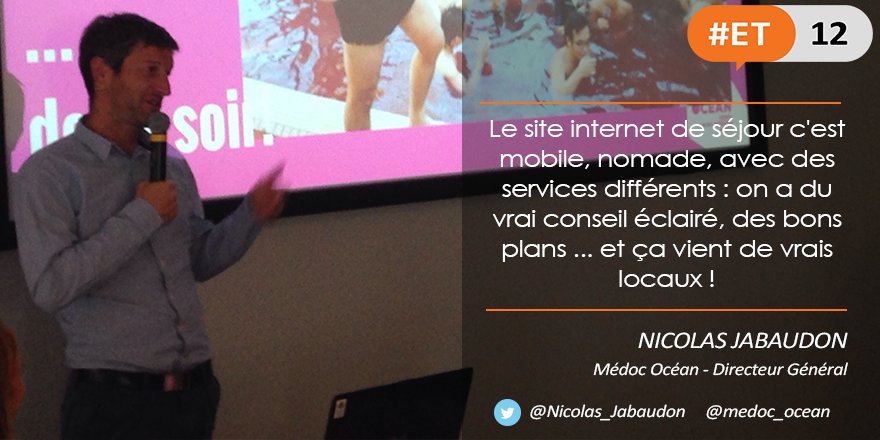 Etourisme's tweet photo. @NicolasJabaudon lors de son #focus sur #medococean #ET12 https://t.co/Rv3FV2hutV