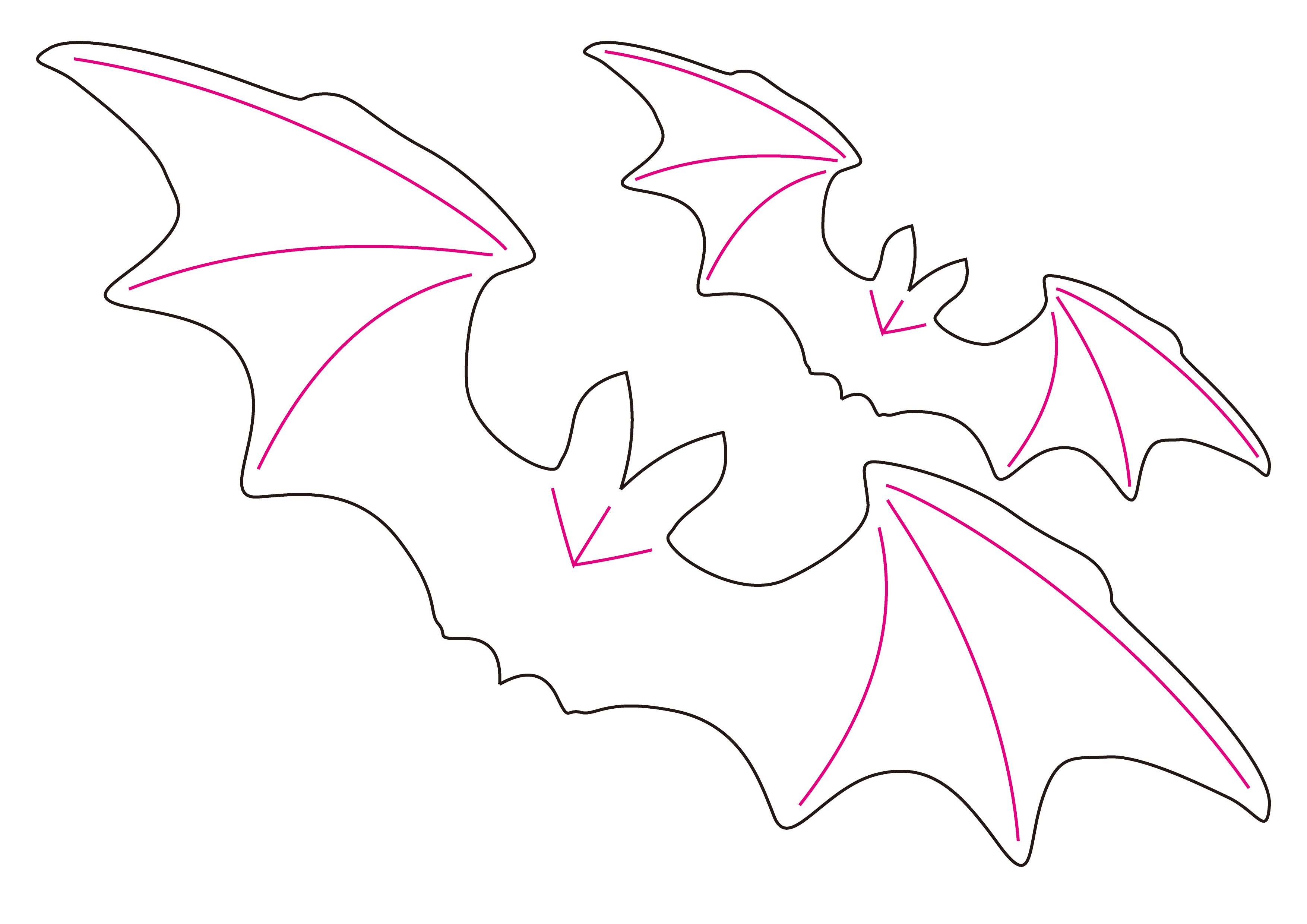 マジ郎 撮影に行きたい 使う人がいるかわからないけど コウモリの型紙です ご自由にどうぞ ハロウィンの飾りつけとか撮影とか 黒い線がカットライン 線を芯を出していないシャープペンシルとかでなぞると切り取りの目安になります あとピンクの線も