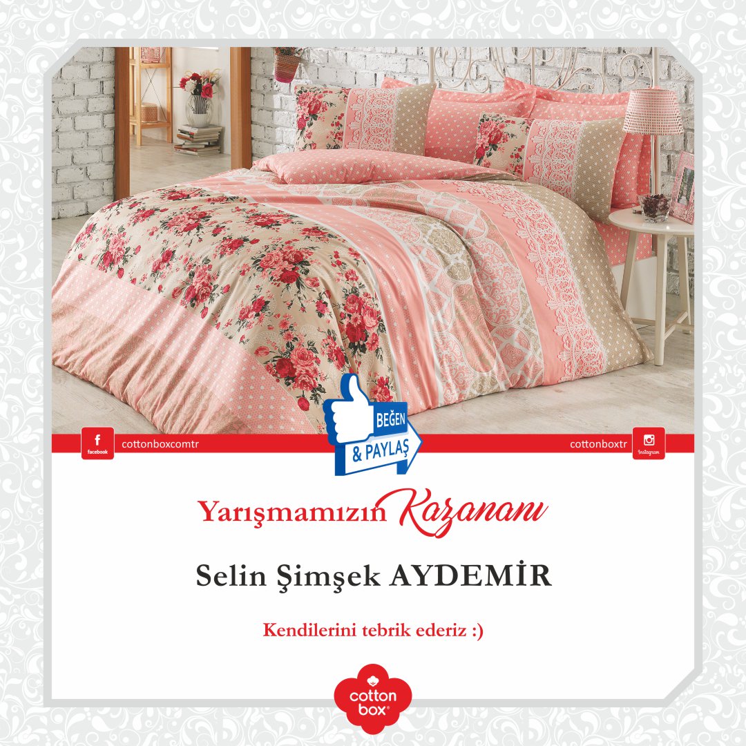Facebook beğen&amp;paylaş yarışmamızın kazananı Selin Şimşek AYDEMİR. Kendilerini tebrik ederiz. #yarışma #hediye #cottonbox