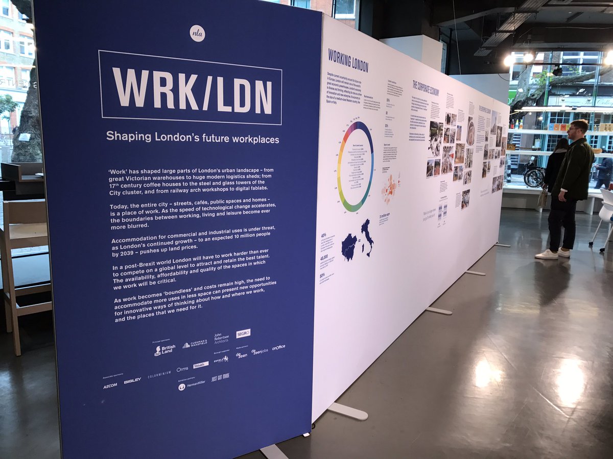 workplaceukltd's tweet photo. Exploring the #WRK_LDN exhibition @nlalondon 
Change in working styles is affecting the geography of workspace in London. https://t.co/FvY3h1Cgao