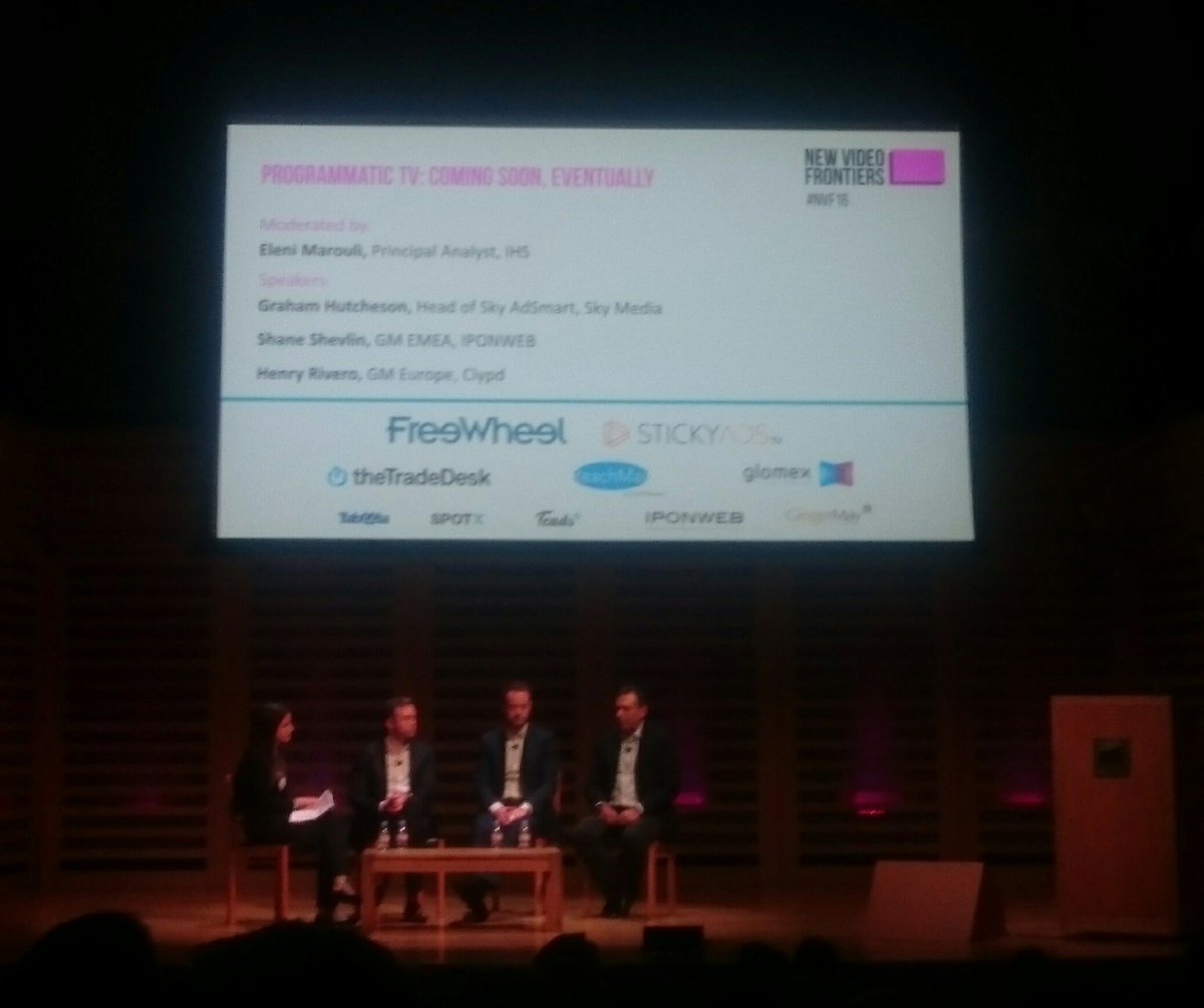 QingzhenQ's tweet photo. IHS Eleni Marouli @EMarouli_Ad chairs a panel on #programmaticTV at #NewVideoFrontiers #NVF16 #IHS4TECH https://t.co/BhrxVGEj5u