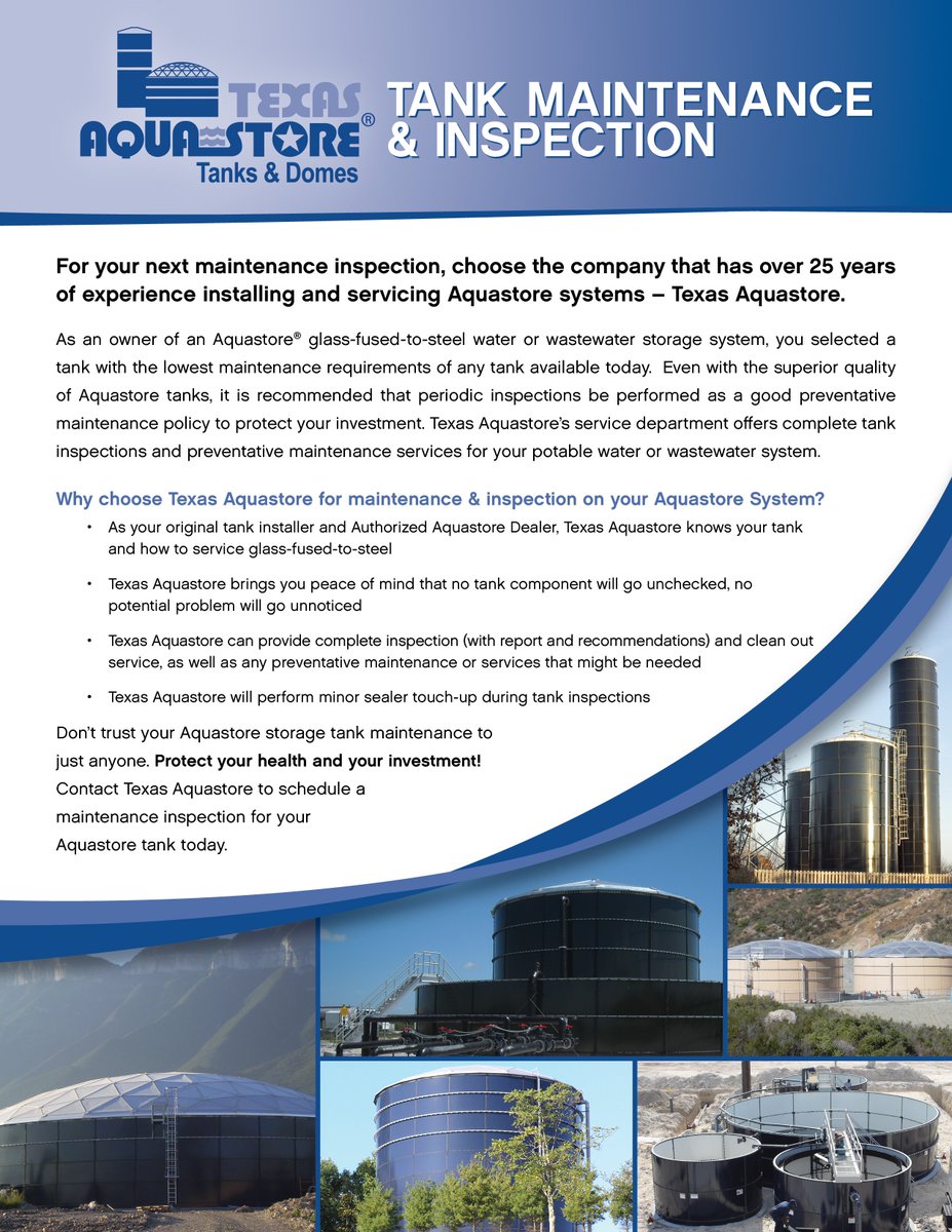 TexasAquastore's tweet photo. Time for an #aquastoretank inspection give us a call. #lowermaintenance #neverneedspainted #liquidstoragetechnology https://t.co/hjbK20Yd2E