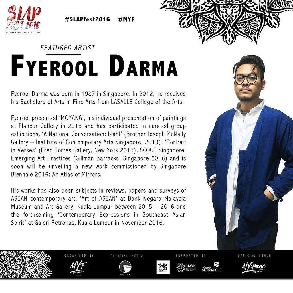 MYFsingapore's tweet photo. #SLAPfest2016's this week's featured artist is Fyerool Darma. Check him out!
.
#MYF #MuslimYouthForum https://t.co/8AkgOU6JU6