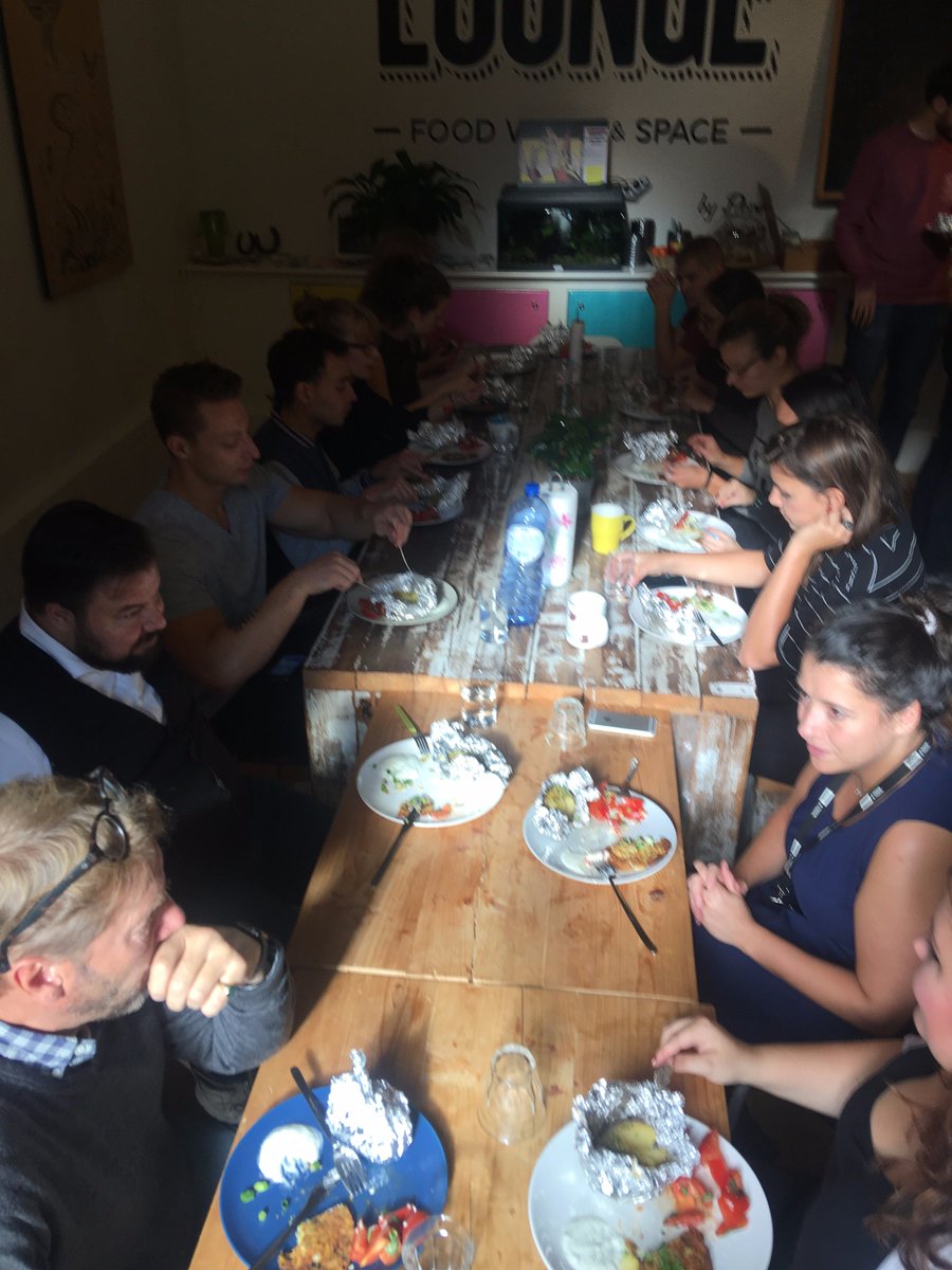 In Amsterdam everything revolves around food: Several tables, Several rooms - 
The place is crammed for #EUCrowdShow