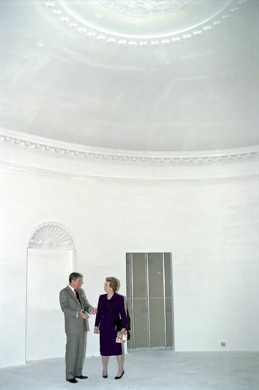 RonaldReagan's tweet photo. #RonaldReagan & #MargaretThatcher touring a piece of the #ReaganLibrary being constructed. Do you recognize this spot? #ReaganLibrary25Years https://t.co/T8mVQHaYDu