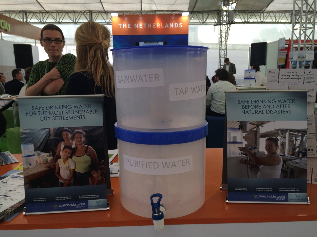 basicwaterneeds's tweet photo. Our partner, Sustainable World Ecuador, is at UN #Habitat3 demonstrating #waterfilters with our Tulip technology #NewUrbanAgenda #safewater https://t.co/Pzq1gofWe9