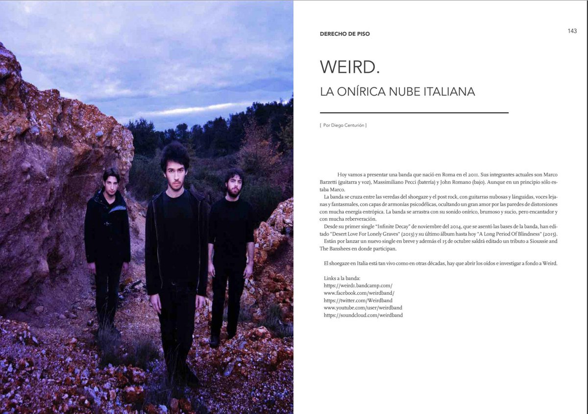 ShamelessPR_'s tweet photo. Muchas gracias @RevistaThe13th Magazine for spotlighting @Weirdband's #shoegaze brilliance ~ https://t.co/nWkXCPkQSL @LadySometimesRc https://t.co/iyn8sCqWqk