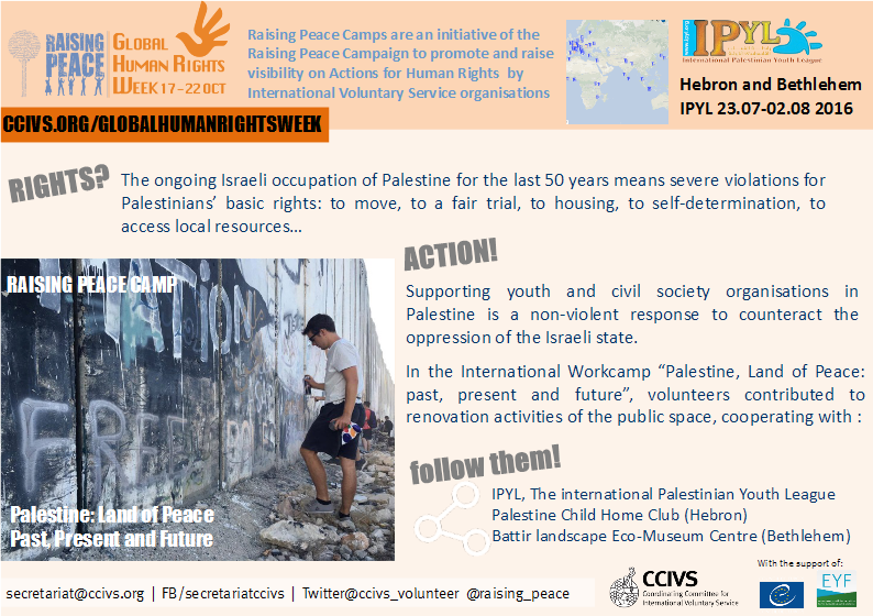 raising_peace's tweet photo. #IPYL organised a RPCamp in Palestine Renovating public space &amp; having international exchange is non-violent resistence #OurRightsOurVoices https://t.co/fJGnsCC2z8