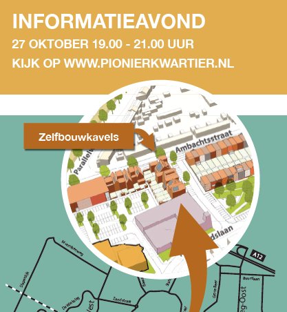 Zelfbouwen in <a href="/gemVeenendaal/">gemeente Veenendaal</a>, dat kan in het #Pionierkwartier. Ook met een kleiner budget! Kom jij naar de informatieavond?