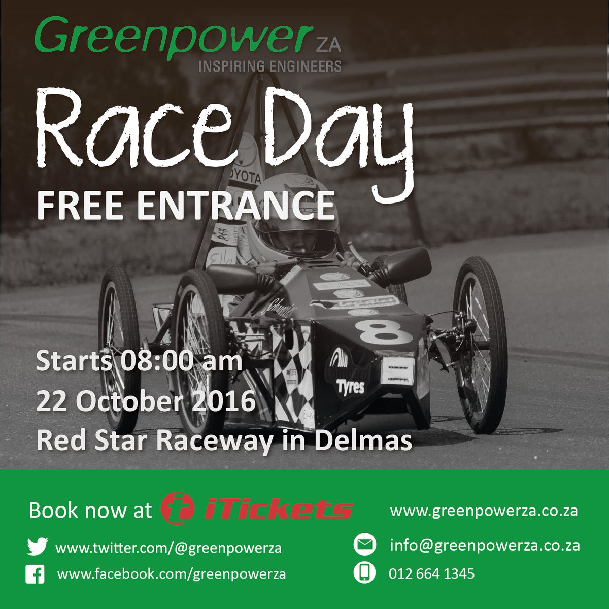 greenpowerZA's tweet photo. @TechCentral learners are racing in their self-built #electriccars on 22 Oct at @RacewayRed. 
#GPZAchallenge https://t.co/CNT7YEHD0f
