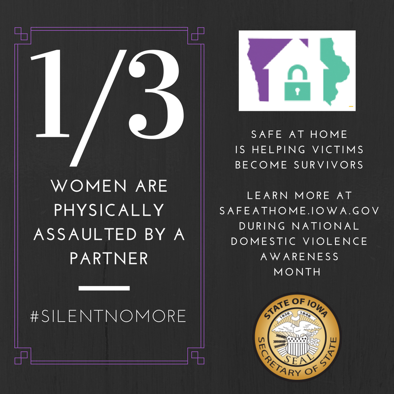 IowaSOS's tweet photo. If you need a way out, #SafeatHome can help. Visit https://t.co/M8UXasEppM #DomesticViolenceAwarenessMonth #DVAM https://t.co/lDEbcrX677