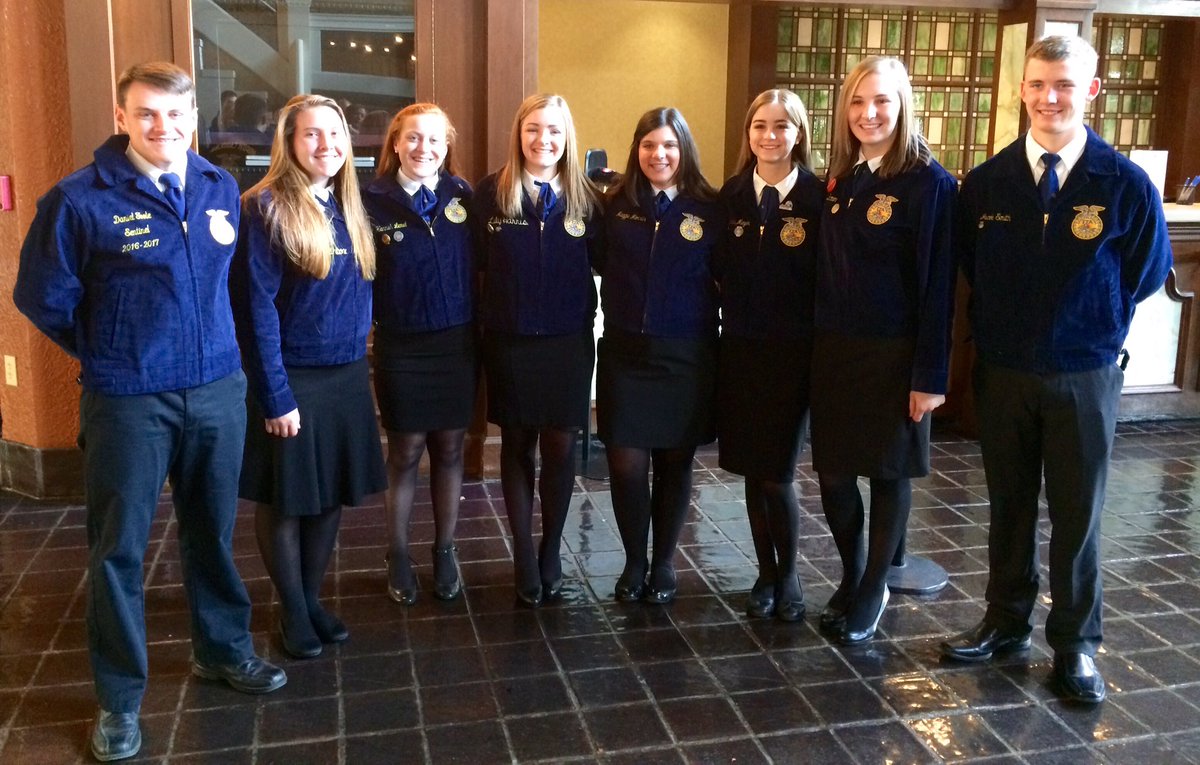 SarahRRhymer's tweet photo. BHS FFA is dressed and ready to impress at FFA Nationals. Good luck to our Dairy Evaluation team! @ffa_brevard @TCS_CTE #transformFFA https://t.co/qNeyoSZFrv