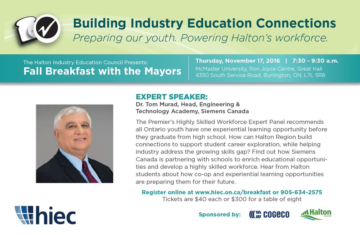 HaltonIEC's tweet photo. One week until our Fall #HIECBreakfast! Register today at https://t.co/hekq2MgUr5 https://t.co/IUVuO0nh0H