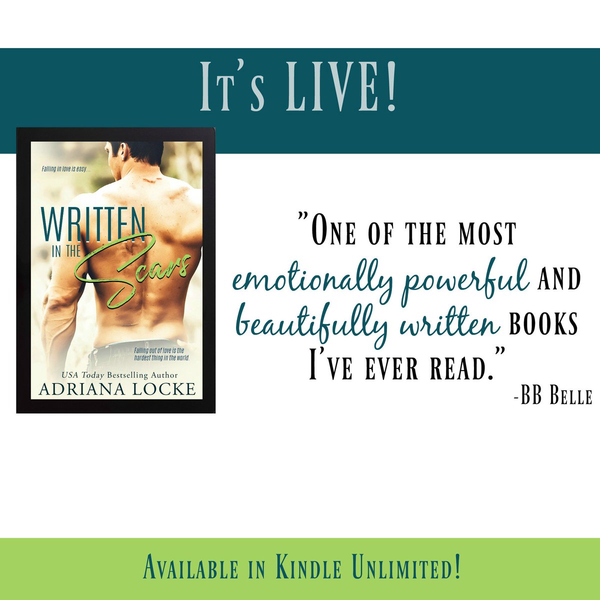 AuthorALocke's tweet photo. It's LIVE!
Written in the Scars is LIVE and available in #KindleUnlimited. 
https://t.co/WmoRobRxZp https://t.co/l3TQD6nTuS