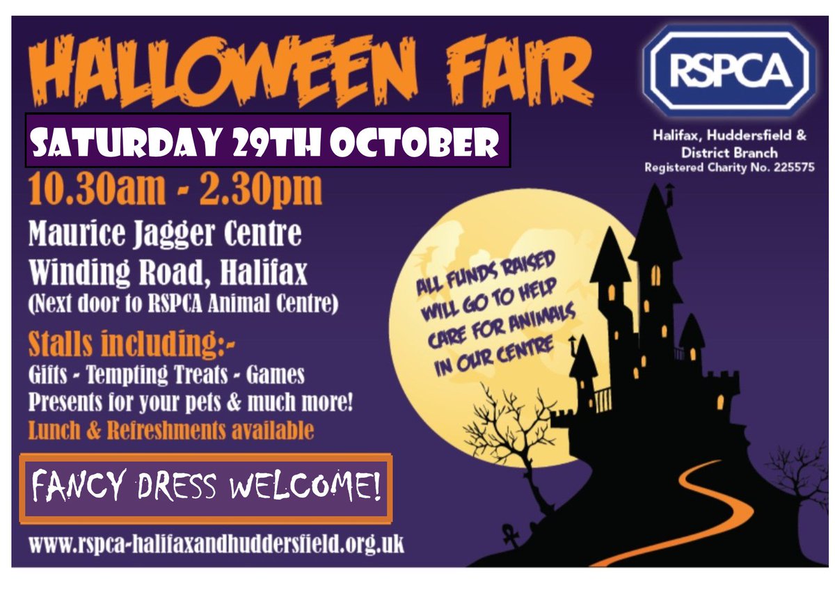 Join us at our Halloween Fair on Sat 29th October! Test out your #halloweencostume and raise some funds for our animal centre!