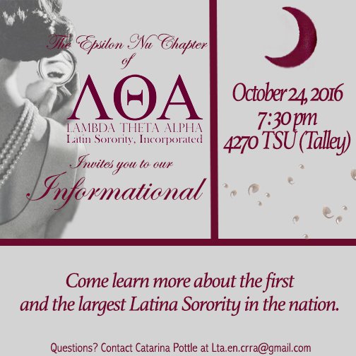 LTA_EpsilonNu's tweet photo. Oct. 24th 7:30pm, Talley Rm 4270. See ya there! https://t.co/8uSCTrnmdg