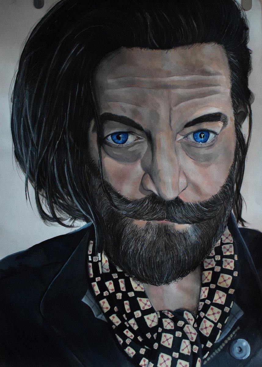 _Fieldm0use's tweet image. Finally got round to finishing this painting of @Omundson I started months ago (I started it in may oops) I think it's pretty good